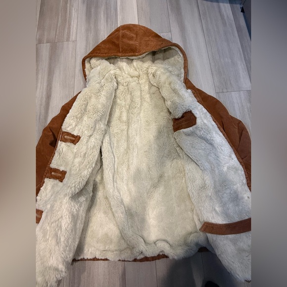 Women Real Leather Suede Vintage-Style Shearling Fur Coat - Picture 4 of 5